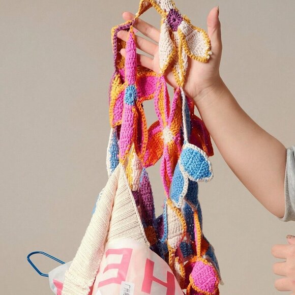 Apricot Casual Women's Plus Size Floral Crochet Hollow Out Sexy Sweater - Picture 5 of 5